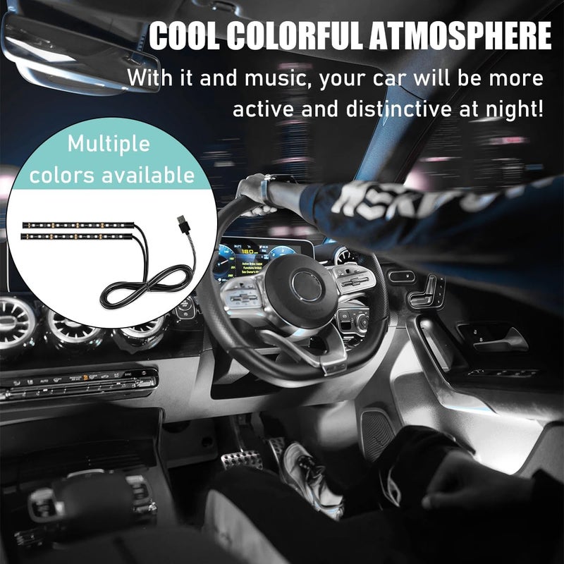 Yourkar Car LED Strip Light, 24 LED Auto Interior Under Dash Atmosphere Lights with USB Port, Vehicle Decor Lamp Ambient Night Light Strip Lighting Kit, Universal Car Accessories (White) - Image 4